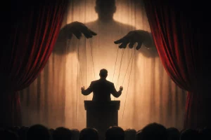 El titiritero tras el telón rojo