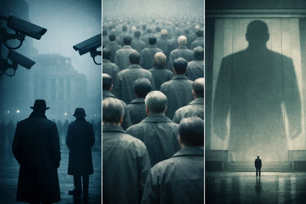 Sociedad totalitaria en tonos fríos