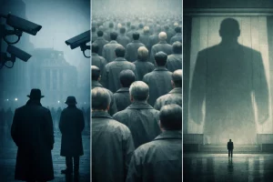 Sociedad totalitaria en tonos fríos